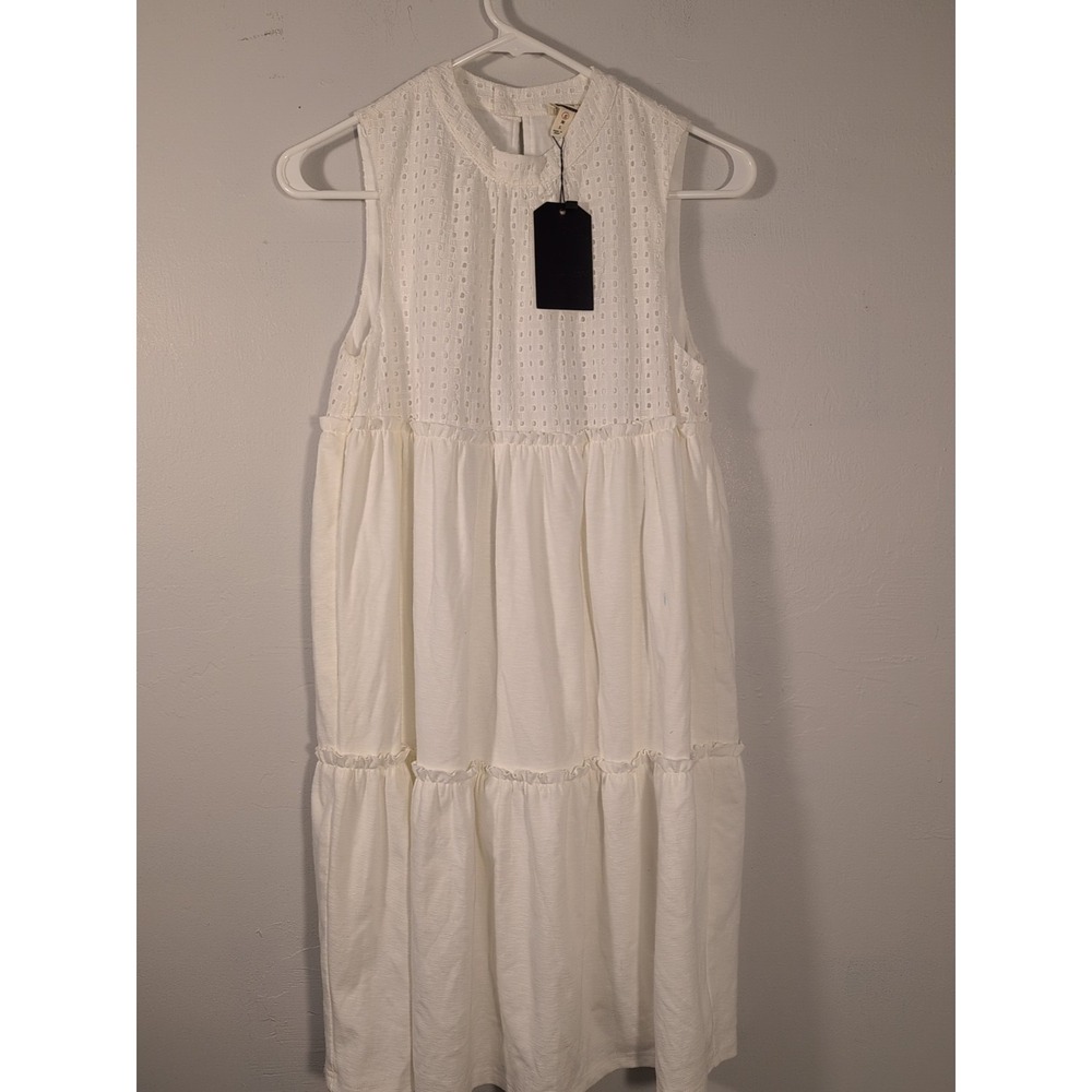 mo:vint New York dress Women Small white Ruffled Lined Dress - Picture 2 of 8